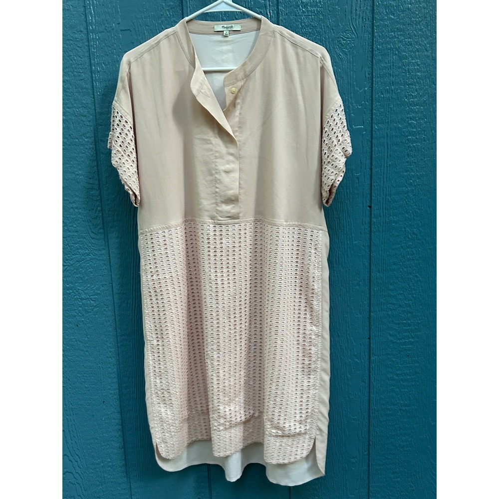 Madewell Women's Dress Size L Light Pink Silk Viscose‎ Shift Tunic Dress